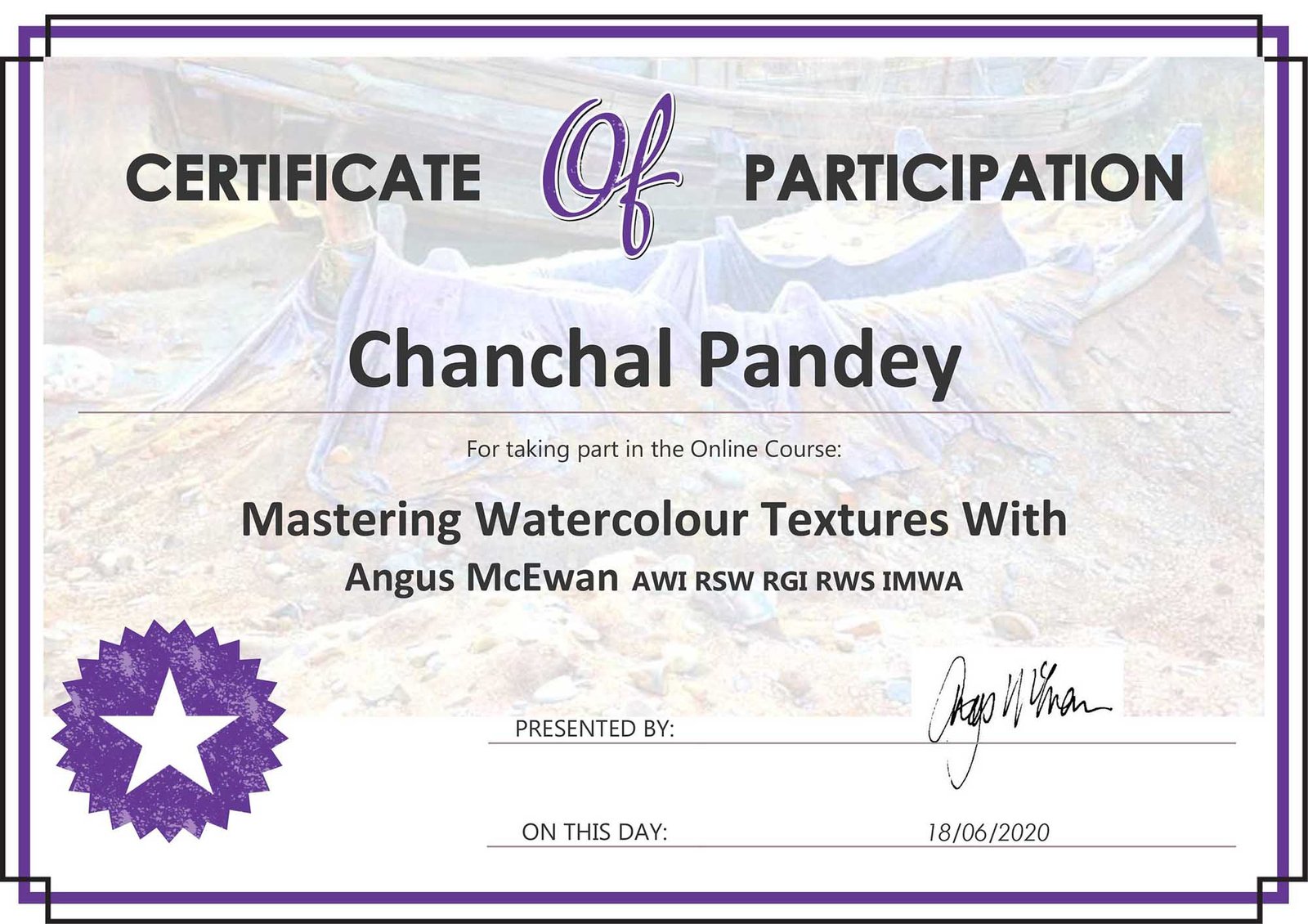 Chanchal Pandey Certificate